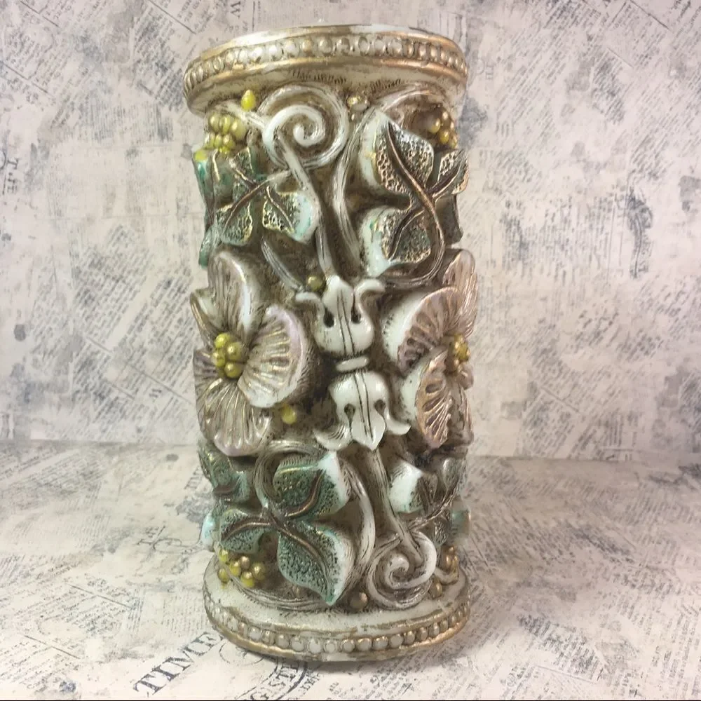 Sanyo Vintage Japanese Handcrafted Floral Wax Candle Art Sculpture Japan NWT